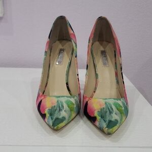 Guess Pink and Green Heels with Floral Print